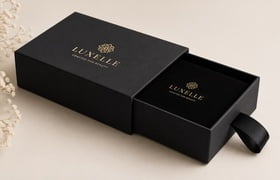 Custom drawer box with ribbon pull and foam insert -- AvoraPack